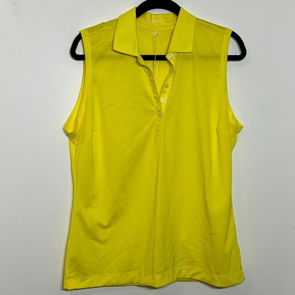 NWT Nike Bright Yellow Sleeveless Golf Polo Shirt Size Small